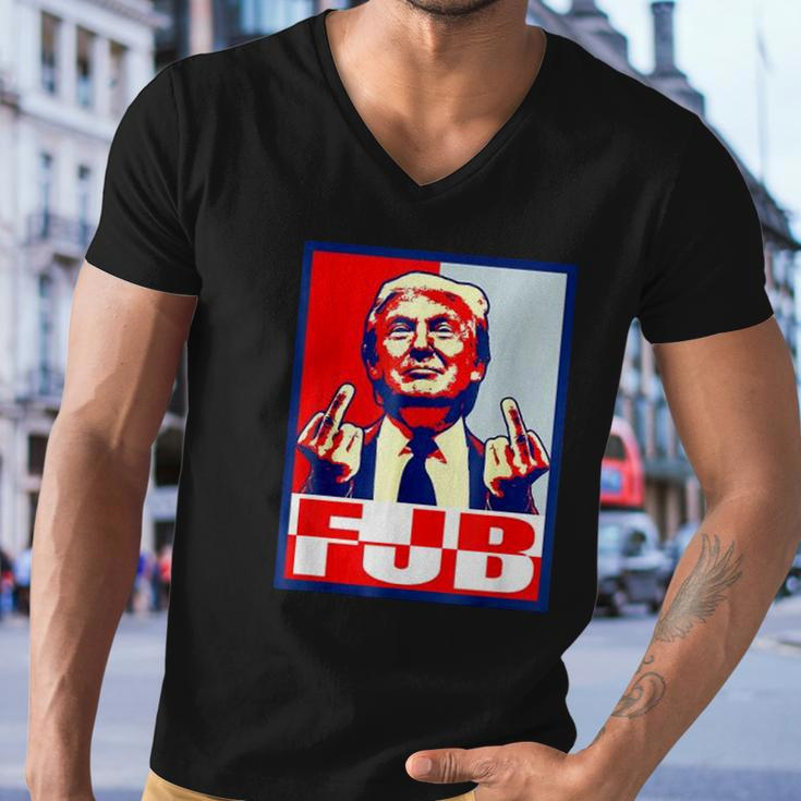 Fjb Trump Middle Finger Tshirt Men V-Neck Tshirt