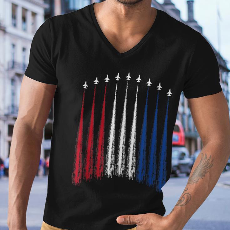 Fourth Of July Fighter Jets Red White Blue 4Th American Flag Men V-Neck Tshirt