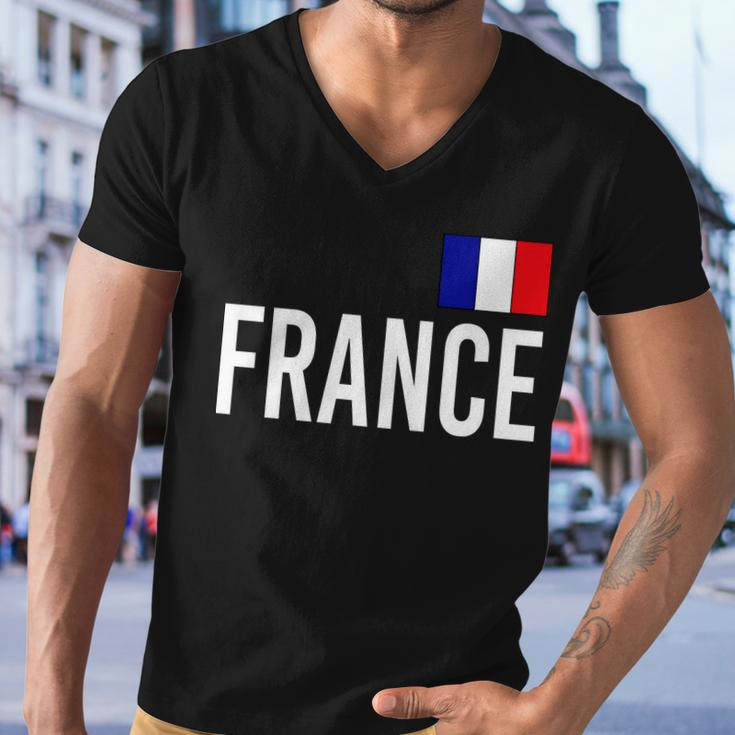 France Team Flag Logo Men V-Neck Tshirt