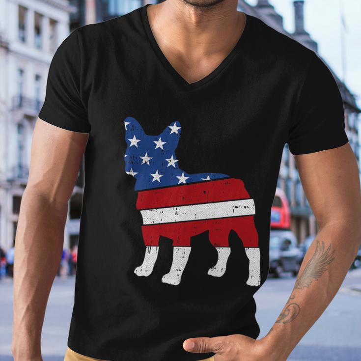 French Bulldog 4Th Of July Cute Frenchie American Flag Dog Men V-Neck Tshirt