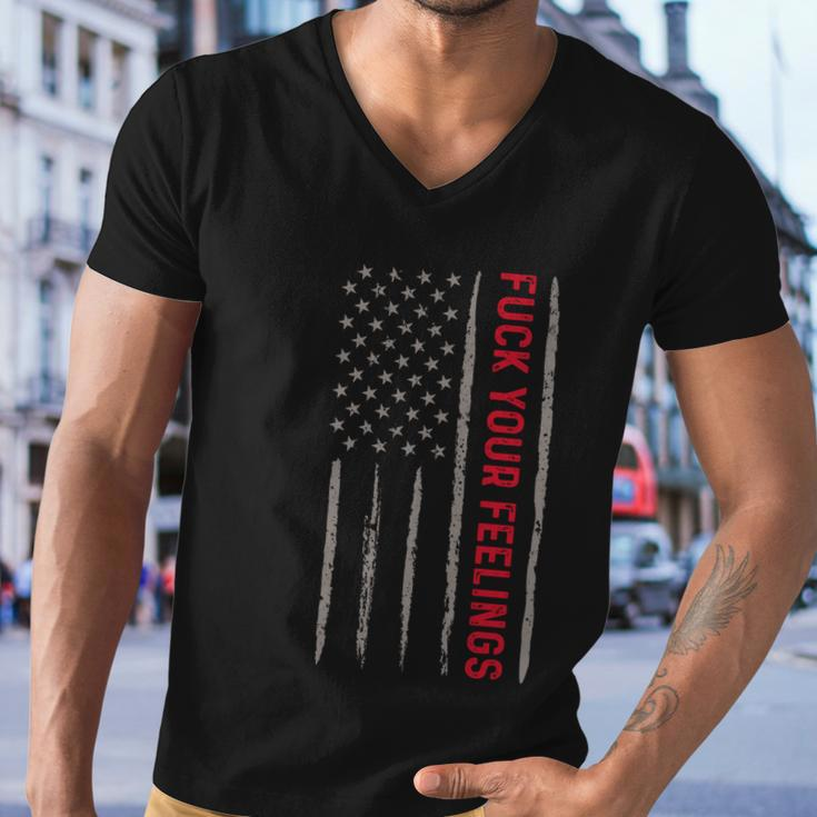 Fuck Your Feelings Vintage American Us Flag Tshirt Men V-Neck Tshirt