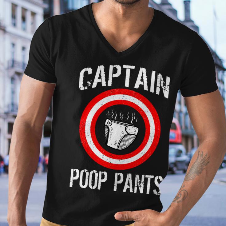 Funny Captain Poop Pants Tshirt Men V-Neck Tshirt