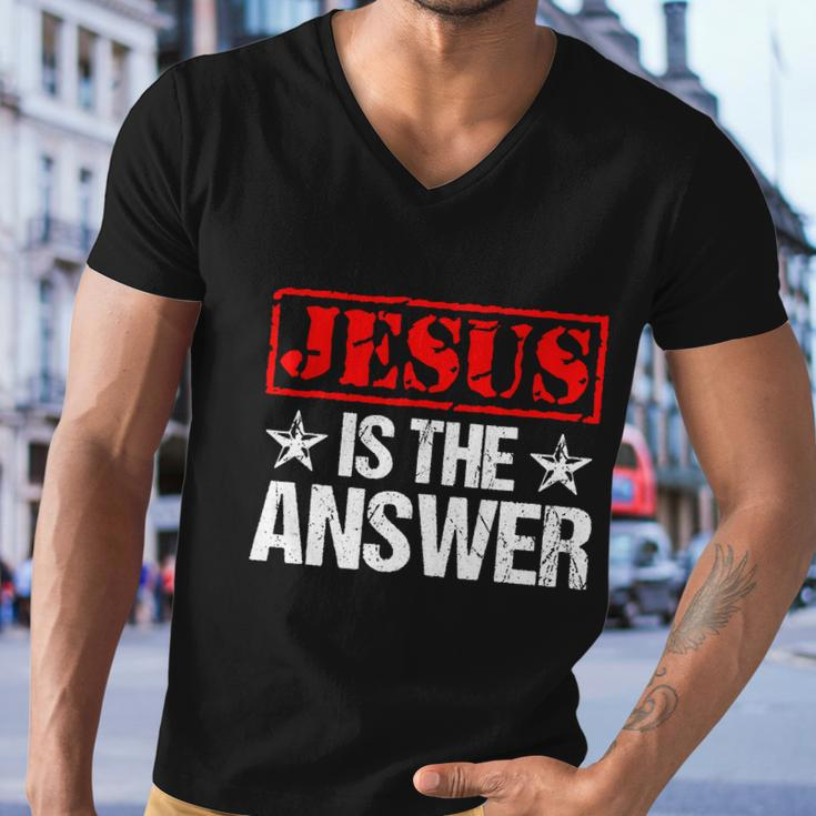Funny Jesus Is The Answer Christian Faith Men V-Neck Tshirt