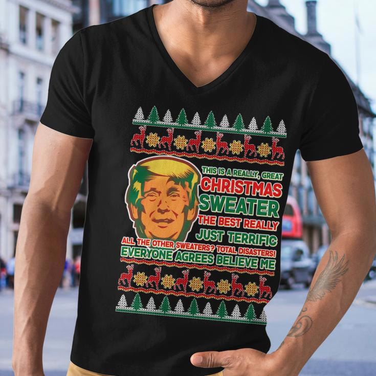 Funny Trump Ugly Christmas Sweater Men V-Neck Tshirt