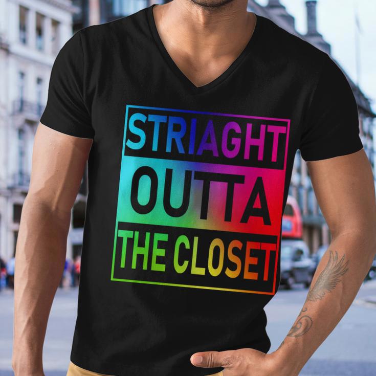 Gay Pride Straight Outta The Closet Tshirt Men V-Neck Tshirt