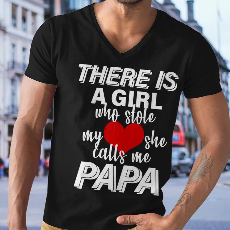 Girl Who Stole My Heat Calls Me Papa Fathers Day Tshirt Men V-Neck Tshirt