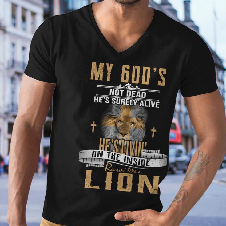 God Living On The Inside Roaring Like A Lion Men V-Neck Tshirt