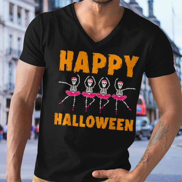 Happy Halloween Lazy Costume Dancing Skeleton Ballerina Men V-Neck Tshirt