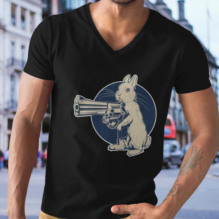 Hare Trigger Gangster Bunny Men V-Neck Tshirt