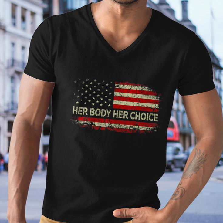 Her Body Her Choice American Us Flag Reproductive Rights Men V-Neck Tshirt