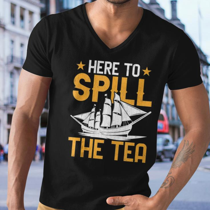Here To Spill The Tea Usa Independence 4Th Of July Graphic Men V-Neck Tshirt
