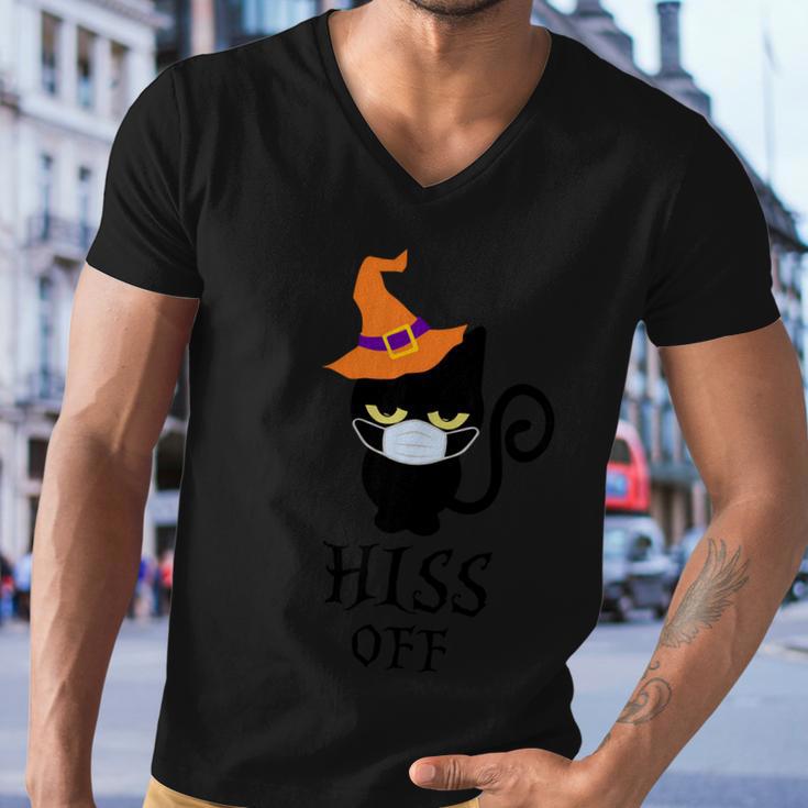 Hiss Off Cat Witch Hat Halloween Quote Men V-Neck Tshirt