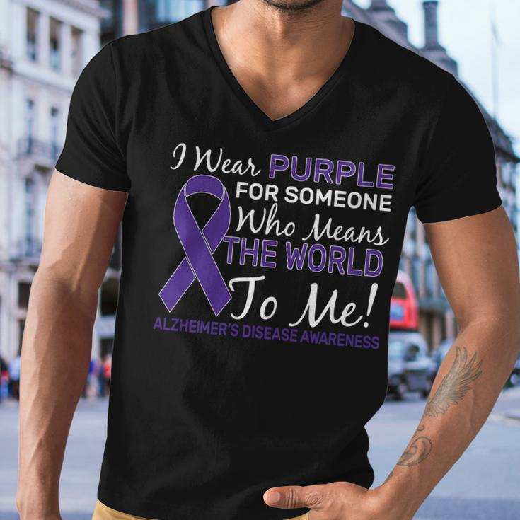 I Wear Purple Alzheimers Disease Awareness Tshirt Men V-Neck Tshirt