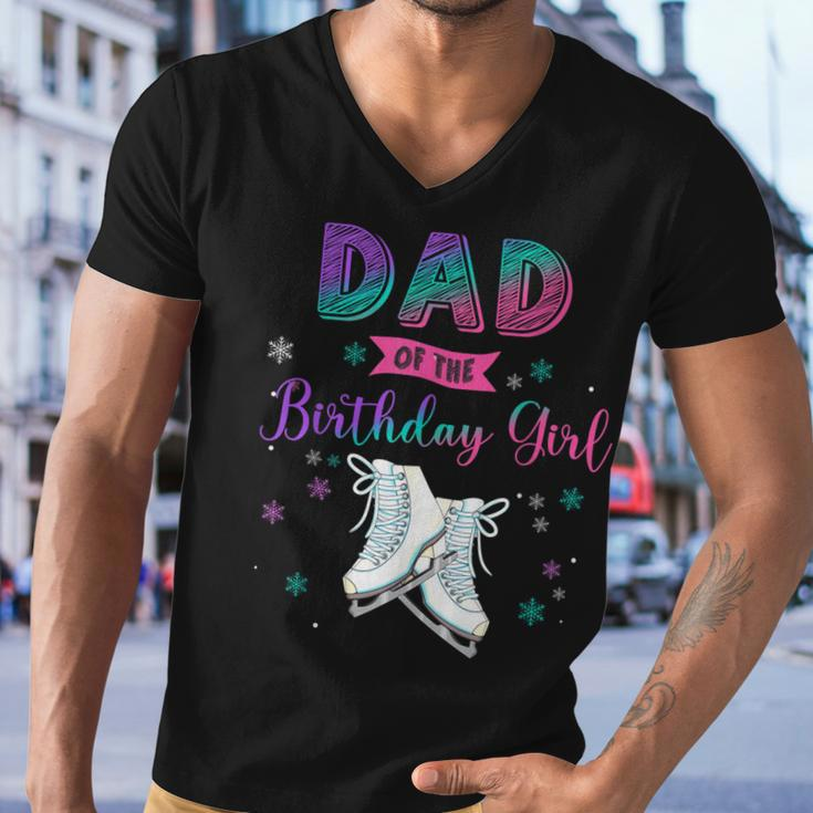 Ice Skating Dad Of The Birthday Girl Family Matching Daddy Men V-Neck Tshirt