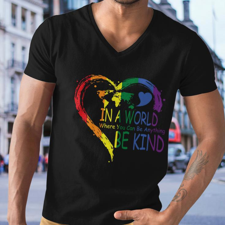Ina World Where You Can Be Anything Lgbt Gay Pride Lesbian Bisexual Ally Quote Men V-Neck Tshirt