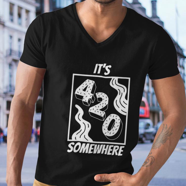 Its 420 Somewhere Funny Cannabis Men V-Neck Tshirt