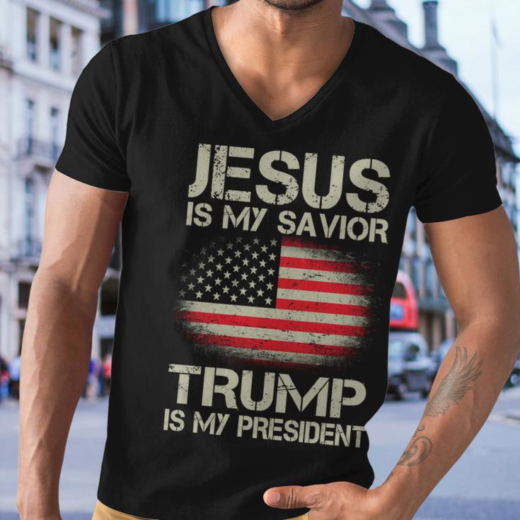 Jesus Is My Savior Trump Is My President Men V-Neck Tshirt