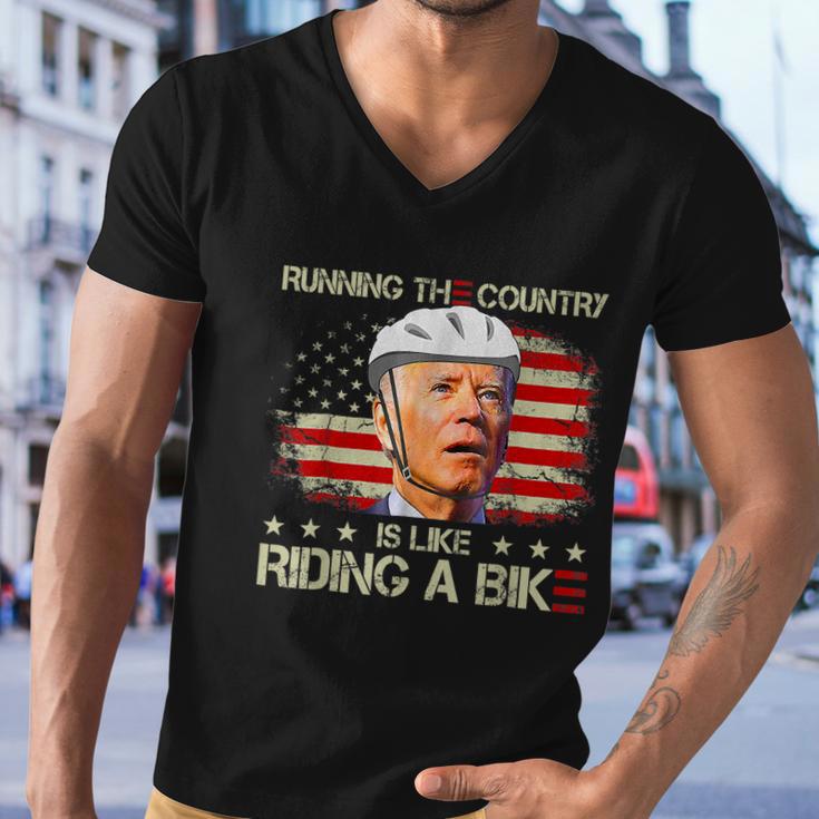 Joe Biden Falling Off Bike Running The Country Is Like Riding A Bike V2 Men V-Neck Tshirt