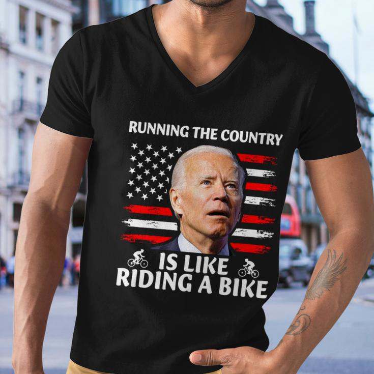 Joe Biden Falling Off Bike Running The Country Is Like Riding A Bike V3 Men V-Neck Tshirt