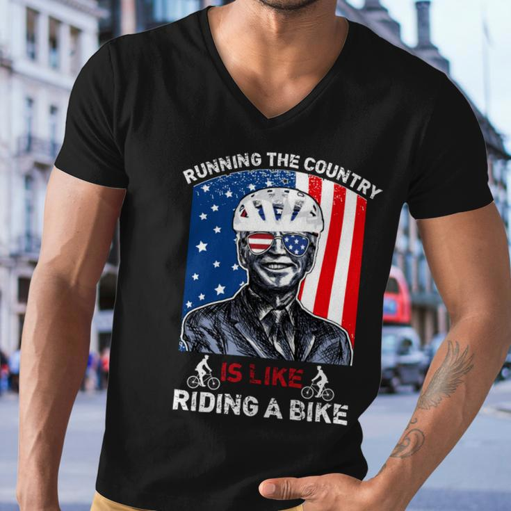 Joe Biden Falling Off His Bicycle Funny Biden Falls Off Bike V7 Men V-Neck Tshirt