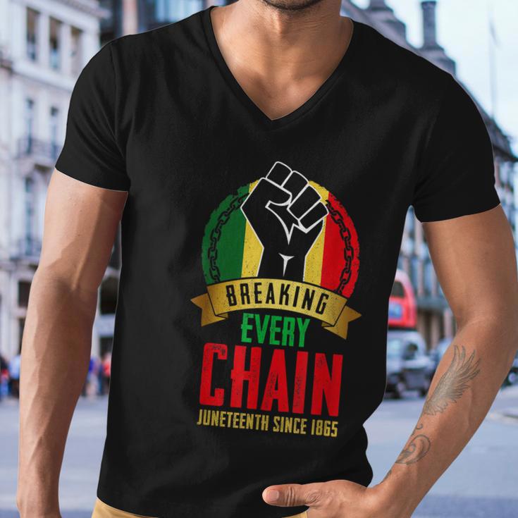 Juneteenth Breaking Every Chain Since 1865 Black Freedom Men V-Neck Tshirt