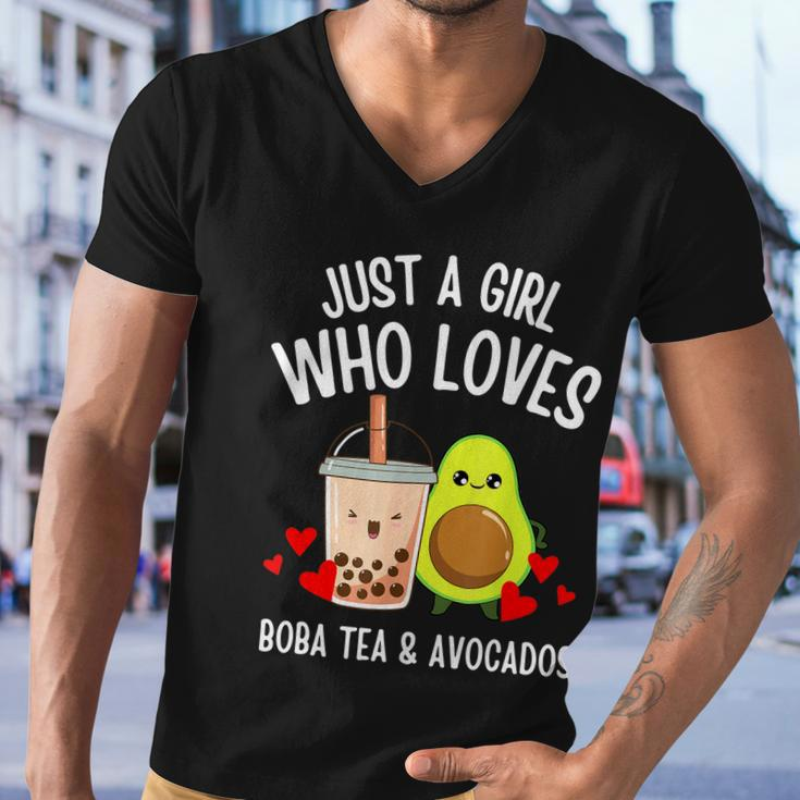 Just A Girl Who Loves Boba Tea & Avocados Cute Kawaii Teen Tshirt Men V-Neck Tshirt
