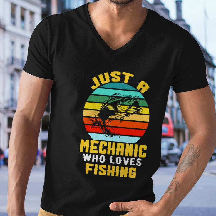 Just A Mechanic Fishing Funny Men V-Neck Tshirt