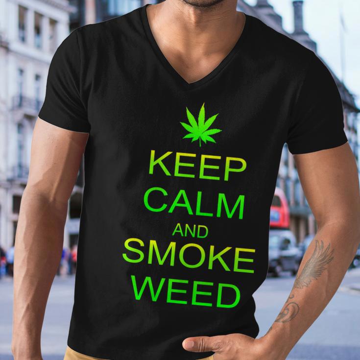 Keep Calm And Smoke Weed Men V-Neck Tshirt