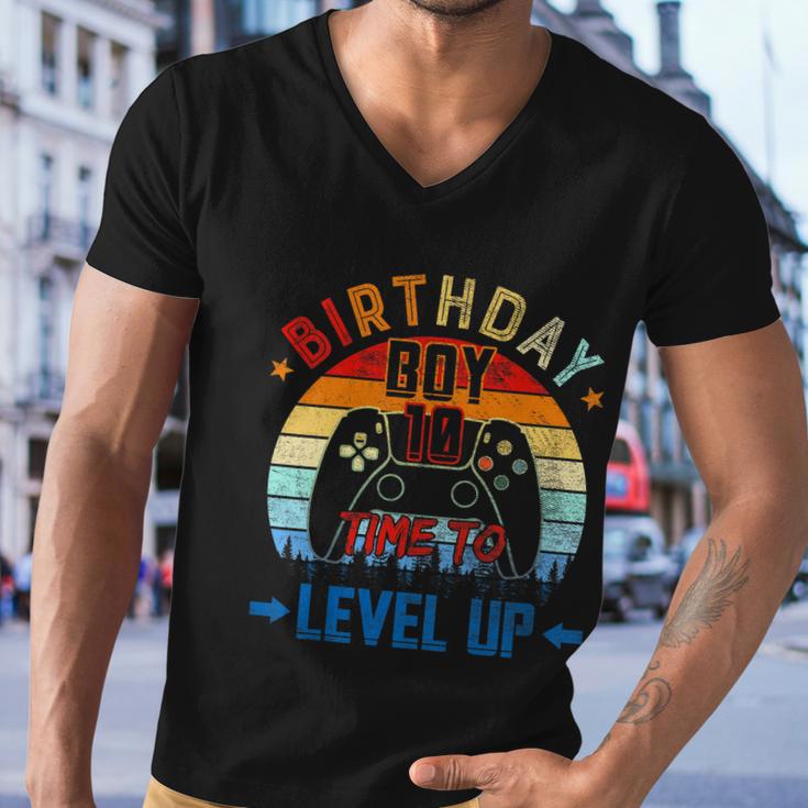 Kids 10Th Birthday Boy Time To Level Up 10 Years Old Boys Gift Men V-Neck Tshirt