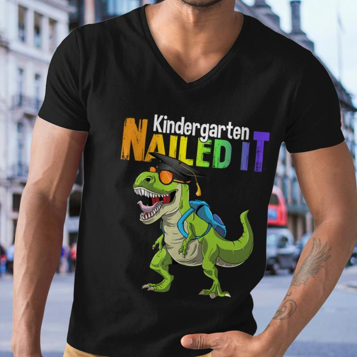 Kindergarten Nailed It Graduation Class Of 2022 Dinosaur Funny Gift Men V-Neck Tshirt
