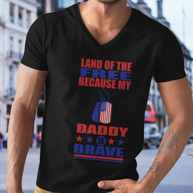 Land Of The Free Because Daddy Is Brave 4Th Of July Men V-Neck Tshirt