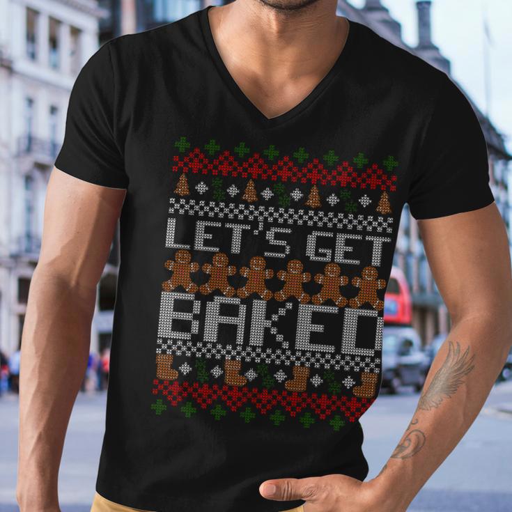 Lets Get Baked Ugly Christmas Sweater Tshirt Men V-Neck Tshirt