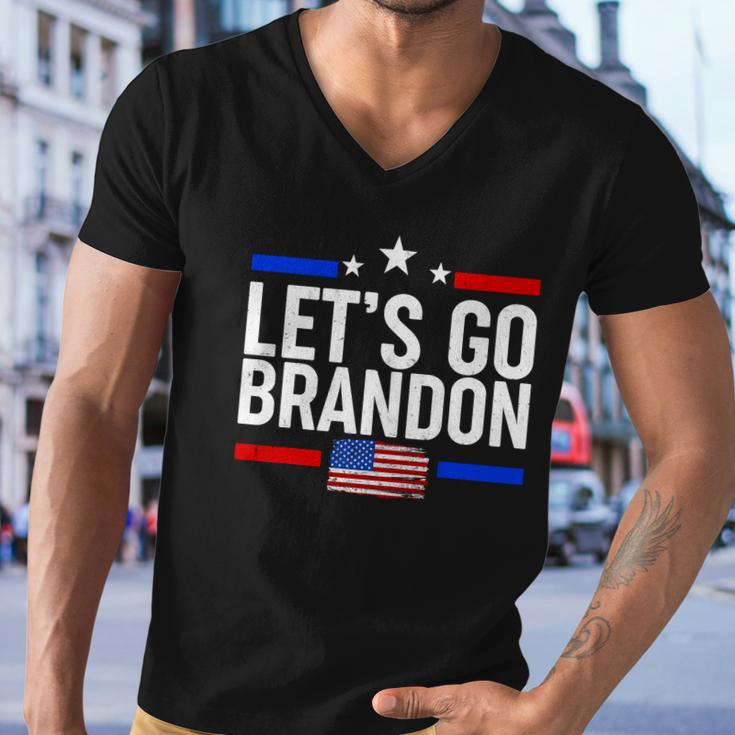 Lets Go Brandon Distress Usa Flag Fjb Chant Tshirt Men V-Neck Tshirt