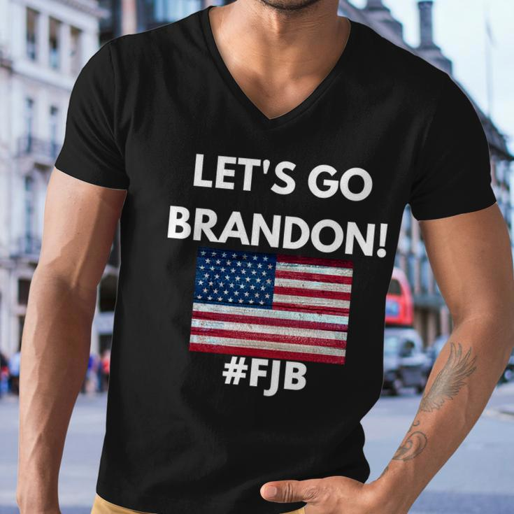 Lets Go Brandon Fjb American Flag Men V-Neck Tshirt