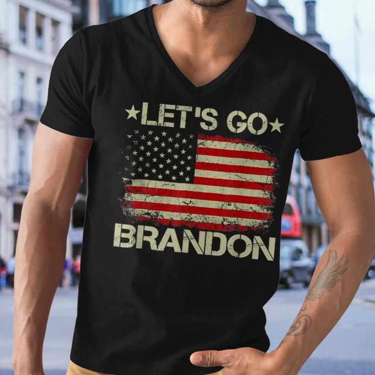Lets Go Brandon Lets Go Brandon Vintage Us Flag Patriots V2 Men V-Neck Tshirt