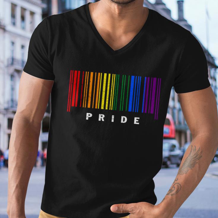 Lgbt Gay Barcode Support Lgbtq Ally Rainbow Pride Gay Flag Men V-Neck Tshirt