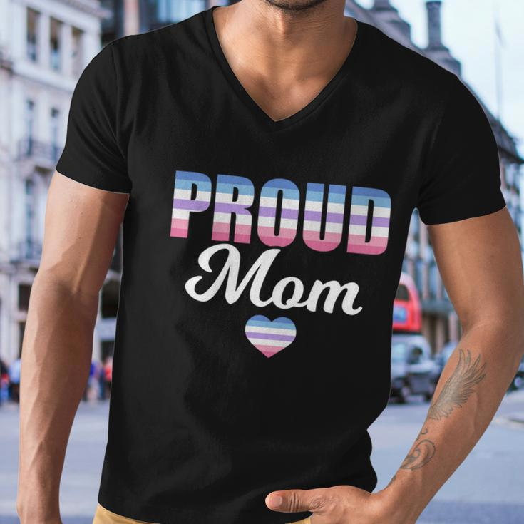 Lgbtq Bigender Flag Heart Proud Mom Mothers Day Bi Gender Meaningful Gift Men V-Neck Tshirt