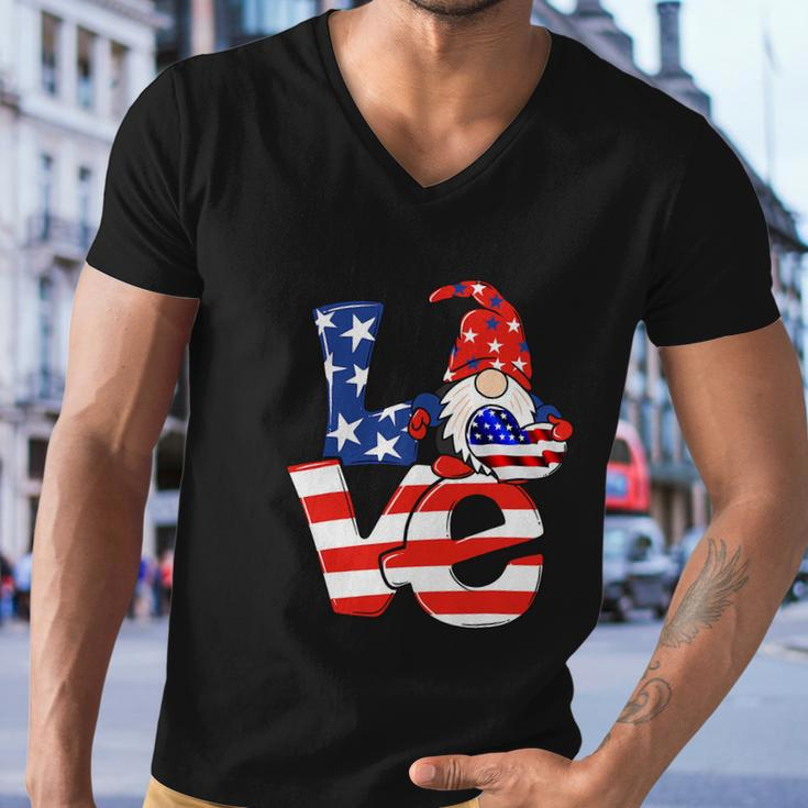 Love Gnome American Flag Funny 4Th Of July Men V-Neck Tshirt