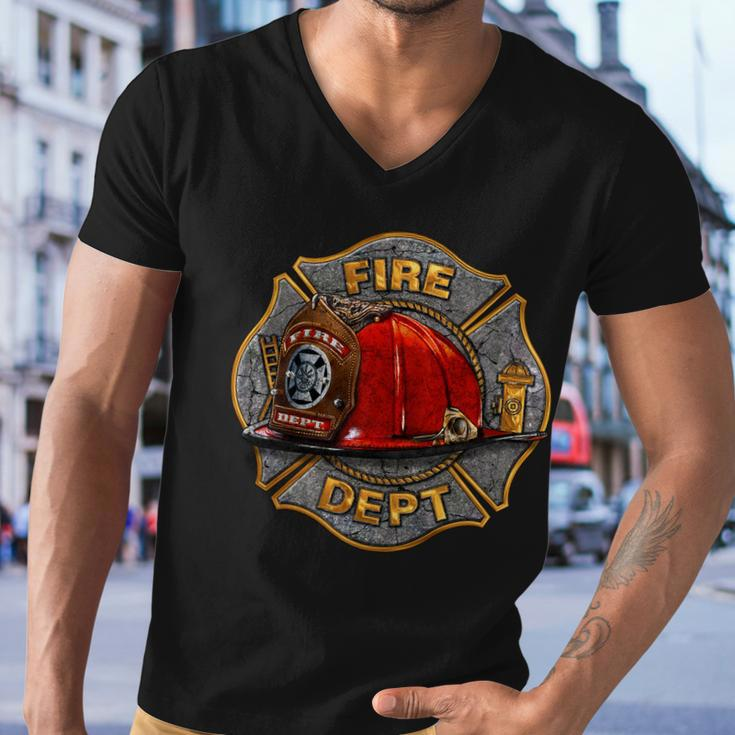 Maltese Fire Dept Helmet Tshirt Men V-Neck Tshirt