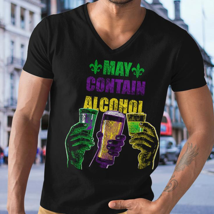 May Contain Alcohol Mardi Gras Tshirt Men V-Neck Tshirt