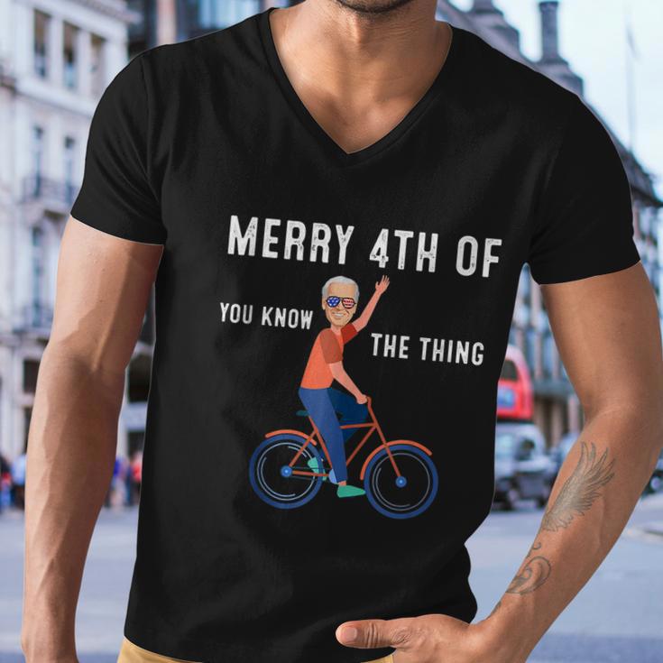 Merry 4Th Of July Biden Bike Bicycle Falls Off Anti Biden V9 Men V-Neck Tshirt