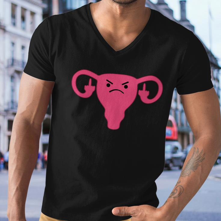 Middle Finger Angry Uterus Pro Choice Feminist Men V-Neck Tshirt