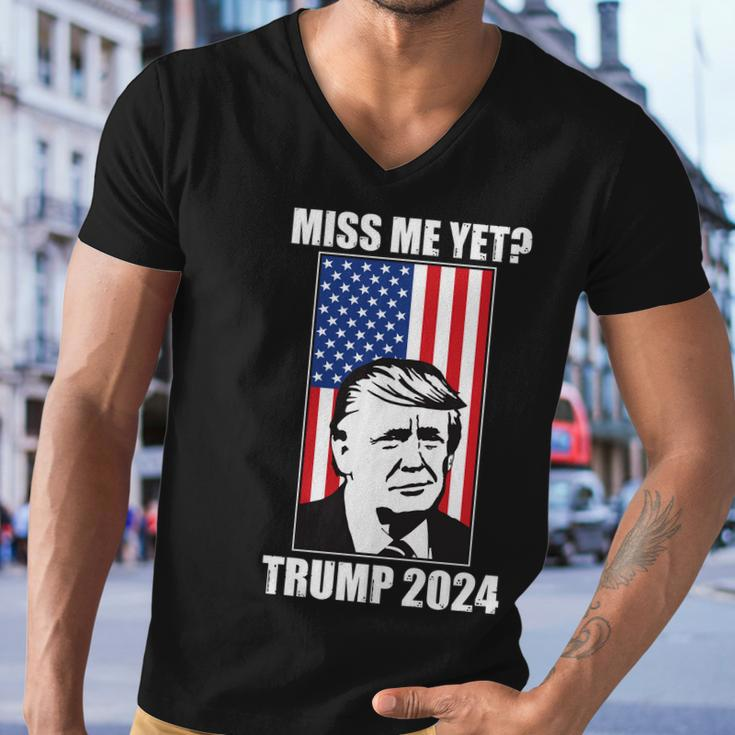 Miss Me Yet Trump 2024 Usa American Flag Tshirt Men V-Neck Tshirt