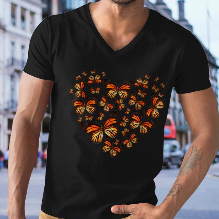 Monarch Butterfly Heart Men V-Neck Tshirt
