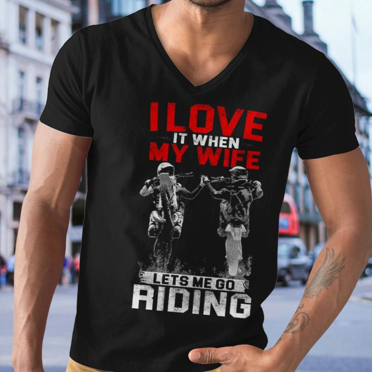 Motocross - I Love My Wife Men V-Neck Tshirt