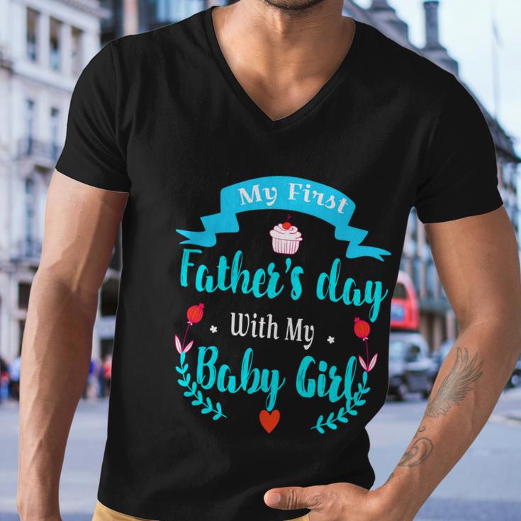 My 1St Fathers Day Baby Girl Men V-Neck Tshirt