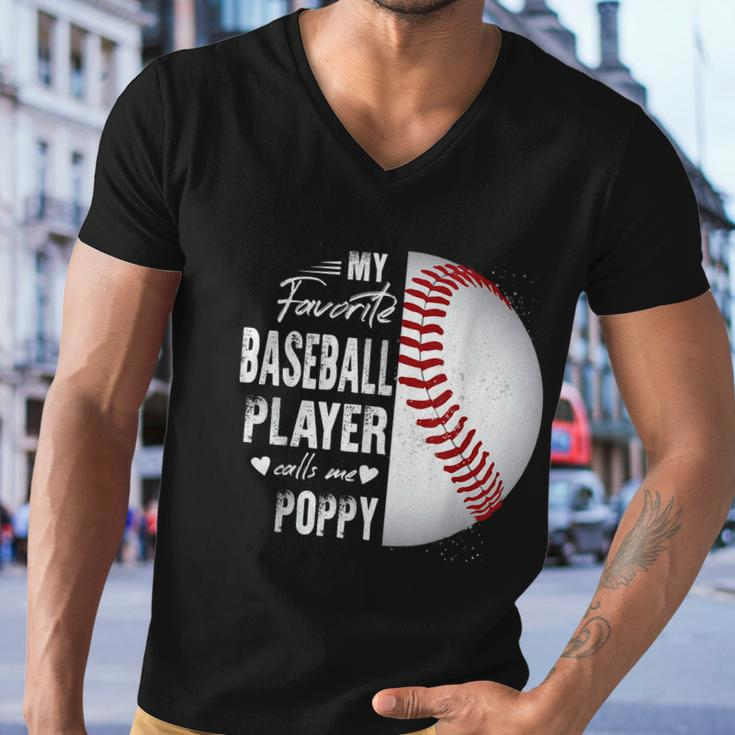 My Favorite Baseball Player Calls Me Poppy Men V-Neck Tshirt