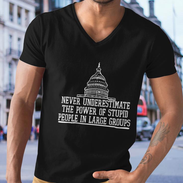 Never Underestimate The Power Of Stupid People In Large Groups V2 Men V-Neck Tshirt