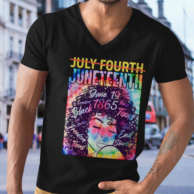 Not July 4Th Juneteenth Tie Dye African American Woman Tshirt Men V-Neck Tshirt