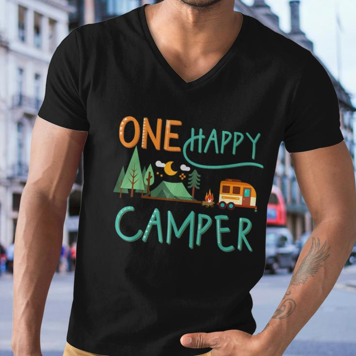 One Happy Camper First Birthday Gift Camping Matching Gift Men V-Neck Tshirt